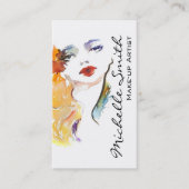 Waterverf vrouw portret make-up artiest branding visitekaartje (Voorkant)