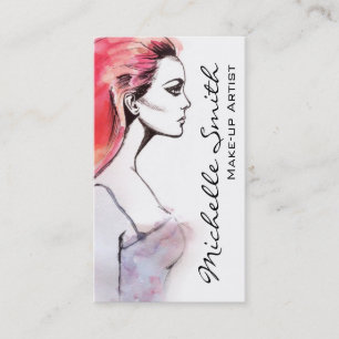 Waterverf vrouw portret make-up artiest branding visitekaartje
