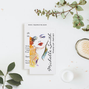 Waterverf vrouw portret make-up artiest branding visitekaartje