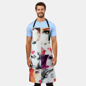 Waterverf vrouw portretpatroon schort (Gedragen)