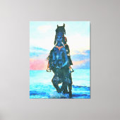*~* Waterverf Vrouw Rond strand Paardenstrant AR22 Canvas Afdruk (Voorkant)