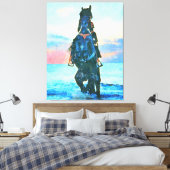 *~* Waterverf Vrouw Rond strand Paardenstrant AR22 Canvas Afdruk (Insitu (Slaapkamer))