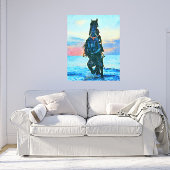 *~* Waterverf Vrouw Rond strand Paardenstrant AR22 Canvas Afdruk
