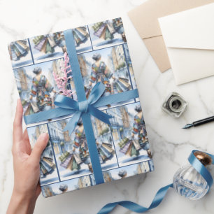 Waterverf Vrouw Shopper Met Tassen Cadeaupapier