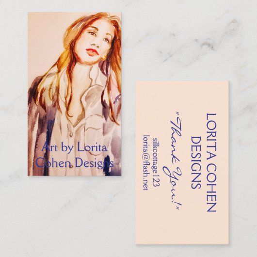Waterverf vrouw visitekaartjes door Lorita Cohen (Voorkant / Achterkant)
