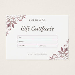 Waterverf Vrouwelijk Elegant Cadeaubon Visitekaartje