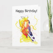 Waterverf vrouwelijke Hockey Player Birthday Kaart (Voorkant)