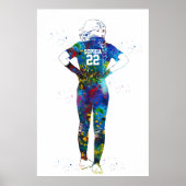 Waterverf Vrouwelijke Softbalspeler Poster (Voorkant)