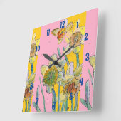 Waterverf vrouwen Gele Kantoor klok (Hoek)