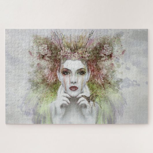 Waterverf vrouwen met vlinder legpuzzel (Horizontaal)