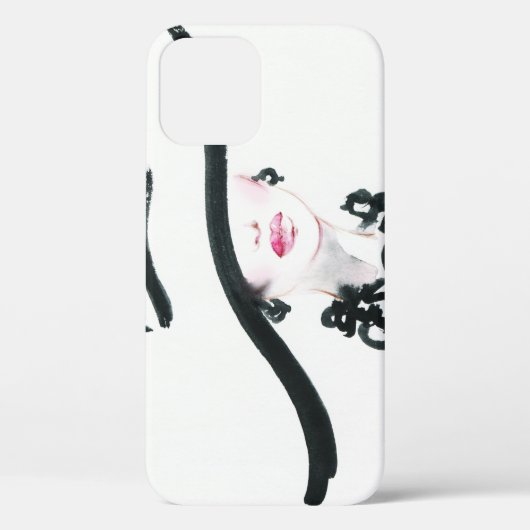 Waterverf vrouwenportret, abstracte mode illust Case-Mate iPhone case (Achterkant)