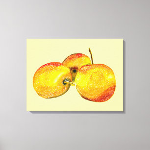 Waterverf vruchten met gele peren canvas afdruk
