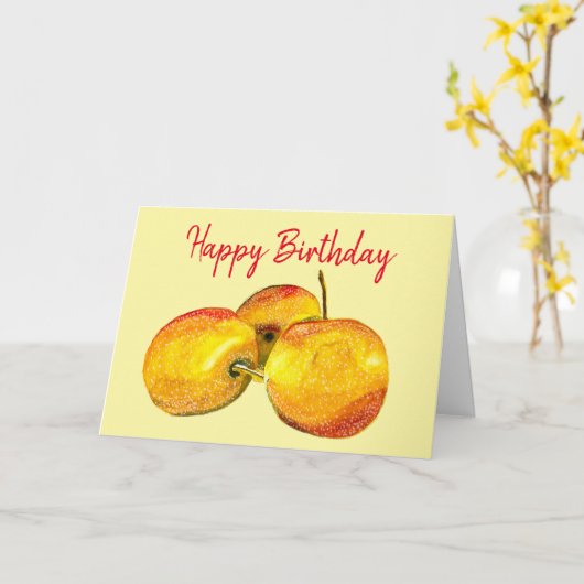 Waterverf vruchten met gele peren kaart (Gele Bloem)