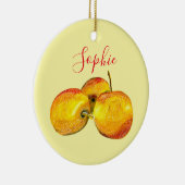 Waterverf vruchten met gele peren keramisch ornament (Rechts)