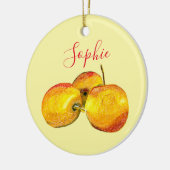 Waterverf vruchten met gele peren keramisch ornament (Links)