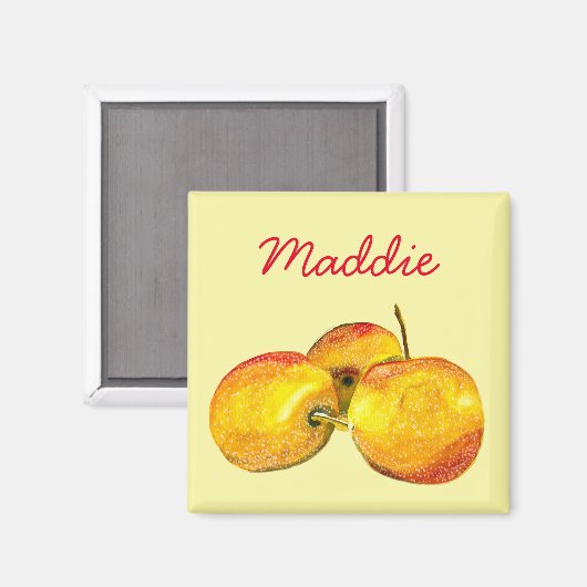Waterverf vruchten met gele peren magneet (Voorkant / Achterkant)