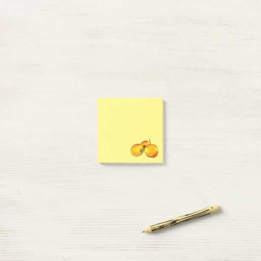 Waterverf vruchten met gele peren post-it® notes (Op bureau)