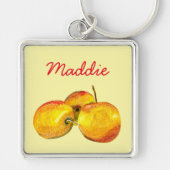 Waterverf vruchten met gele peren sleutelhanger (Voorkant)
