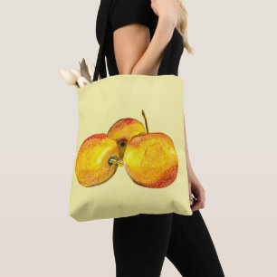 Waterverf vruchten met gele peren tote bag