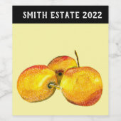 Waterverf vruchten met gele peren wijn etiket (Enkel label)