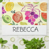 Waterverf Vruchten Naadloos kleurig monogram Theedoek (Gevouwen)