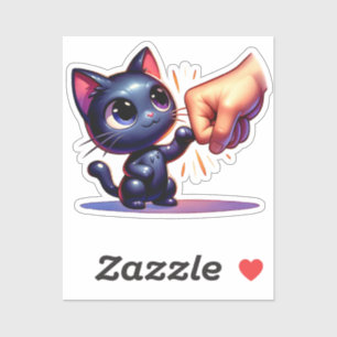 Waterverf vuistbult met zwarte kattenpoot sticker