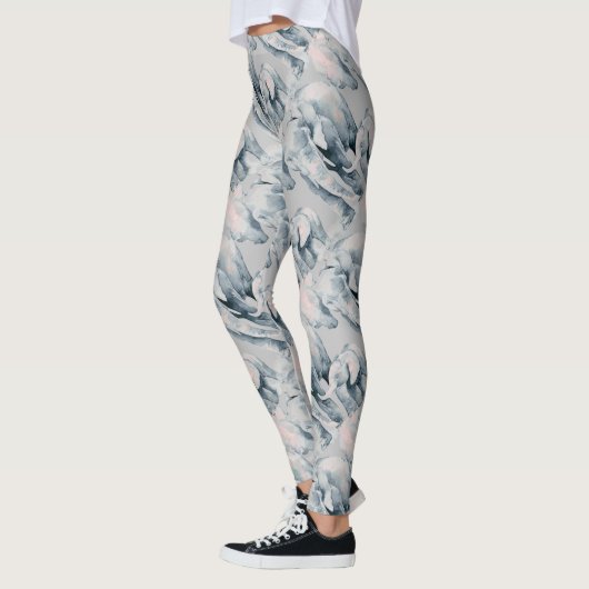 Waterverf vun elephant Family Cute Animal Art Leggings (Links)