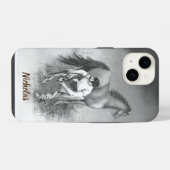 Waterverf Vuurpaard Shoeing Art - Aangepaste naam iPhone Hoesje (Achterkant horizontaal)