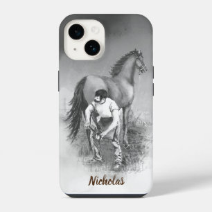 Waterverf Vuurpaard Shoeing Art - Aangepaste naam iPhone 14 Hoesje