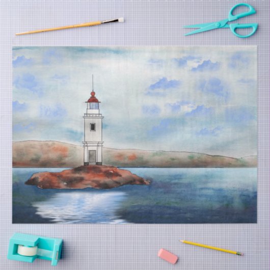 Waterverf vuurtoren 20x30-decoupage tissuepapier (Craft)