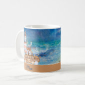 Waterverf vuurtoren aanpasbaar koffiemok (Voorkant links)