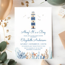 Waterverf Vuurtoren Ahoy Jongen Baby Shower
