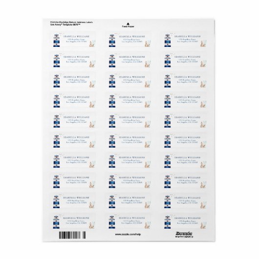 Waterverf vuurtoren Baby shower Adres label (Full Sheet)