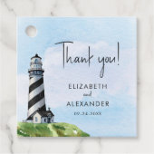 Waterverf vuurtoren bruiloft Hartelijk dank Bedankjes Labels (Voorkant)