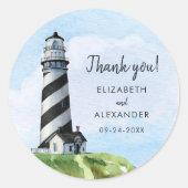 Waterverf vuurtoren bruiloft Hartelijk dank Ronde Sticker (Voorkant)