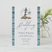 Waterverf Vuurtoren Bruiloft Kaart (Staand voorkant)