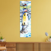 Waterverf - Vuurtoren Canvas Afdruk (Insitu (Woonkamer))