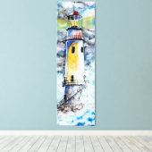 Waterverf - Vuurtoren Canvas Afdruk (Insitu (Houten vloer))