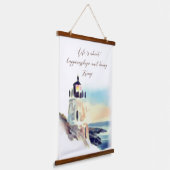 Waterverf vuurtoren die Inspirerend tekst schilder Hangend Wandkleed (Gebogen)