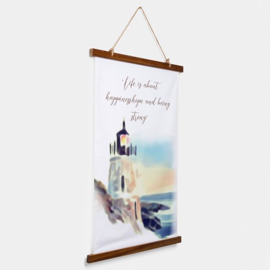 Waterverf vuurtoren die Inspirerend tekst schilder Hangend Wandkleed (Gebogen)