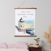 Waterverf vuurtoren die Inspirerend tekst schilder Hangend Wandkleed (Slaapkamer)