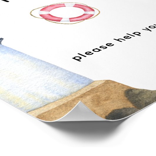 Waterverf vuurtoren - Drinken Poster (Hoek)