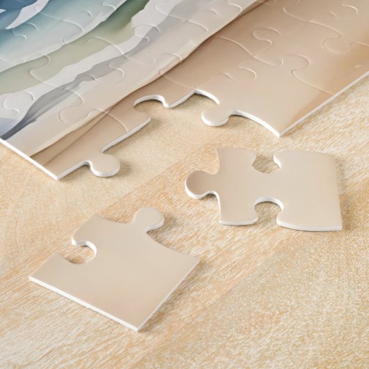 Waterverf vuurtoren en strand legpuzzel (Zijkant)