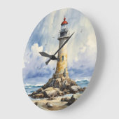 Waterverf vuurtoren grote klok (Hoek)