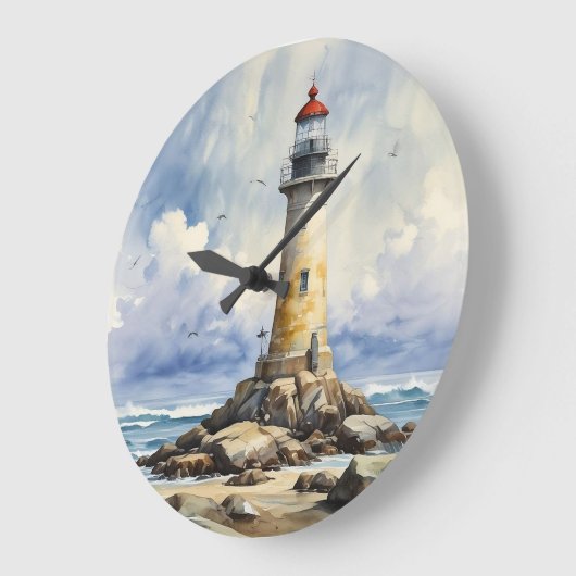 Waterverf vuurtoren grote klok (Hoek)