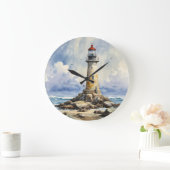Waterverf vuurtoren grote klok (Huis)