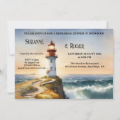 Waterverf Vuurtoren Huwelijksrepetitie Diner Kaart (Achterkant)