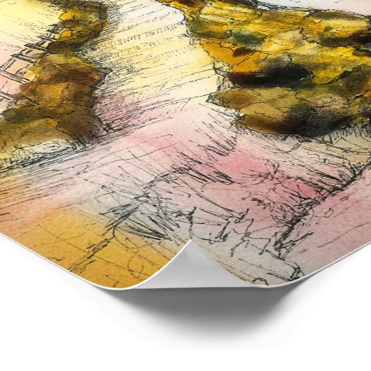 Waterverf vuurtoren inkt 16:11 poster (Hoek)