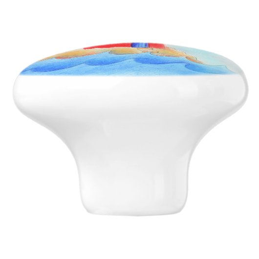 Waterverf vuurtoren knop (Zijkant)