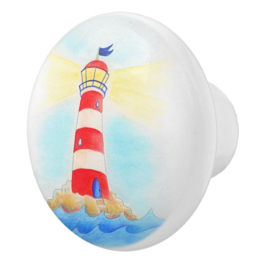 Waterverf vuurtoren knop (Rechts)
